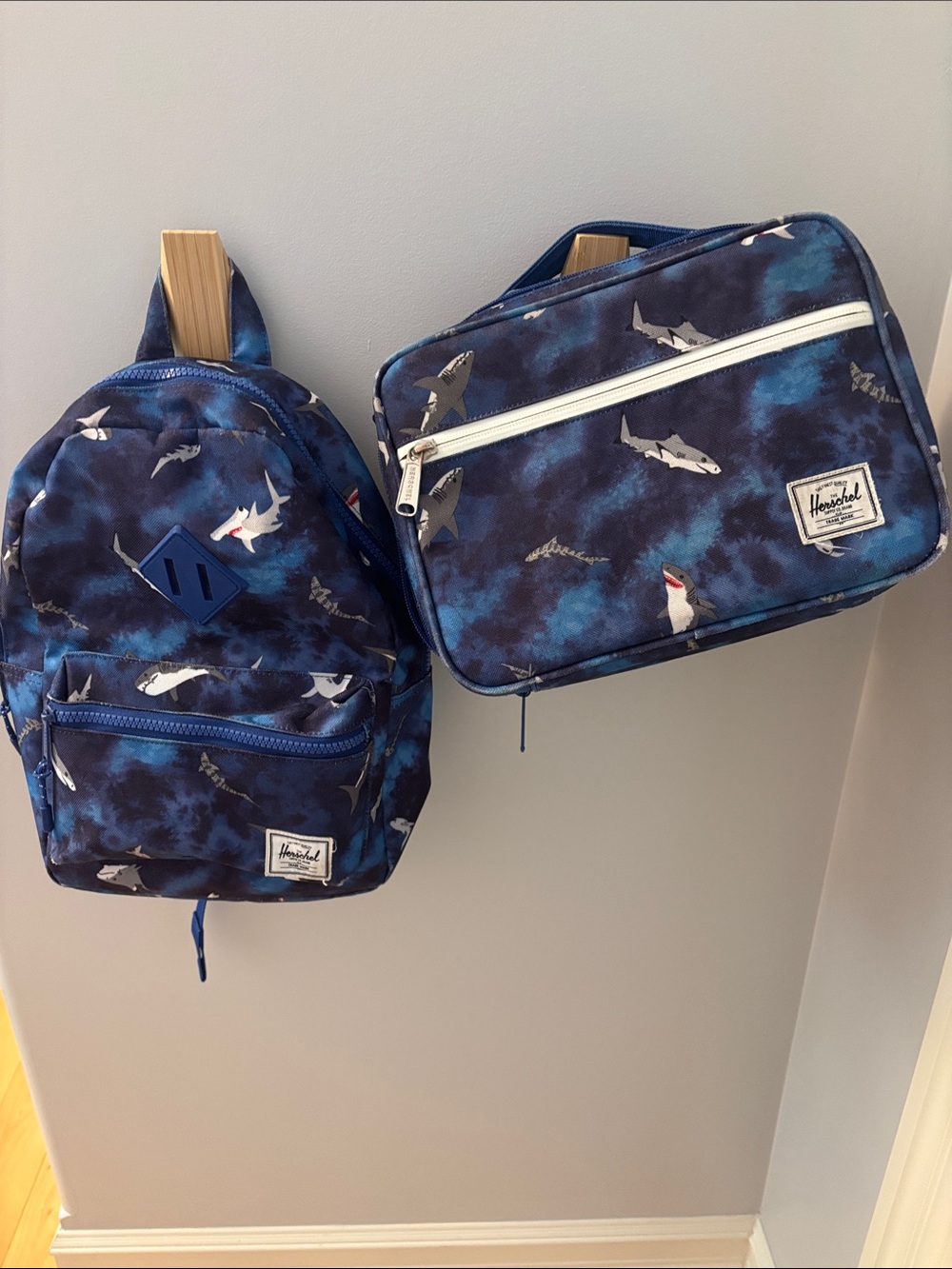 Herschel Supply Company Navy Shark Kids Backpack and Lunchbox Set